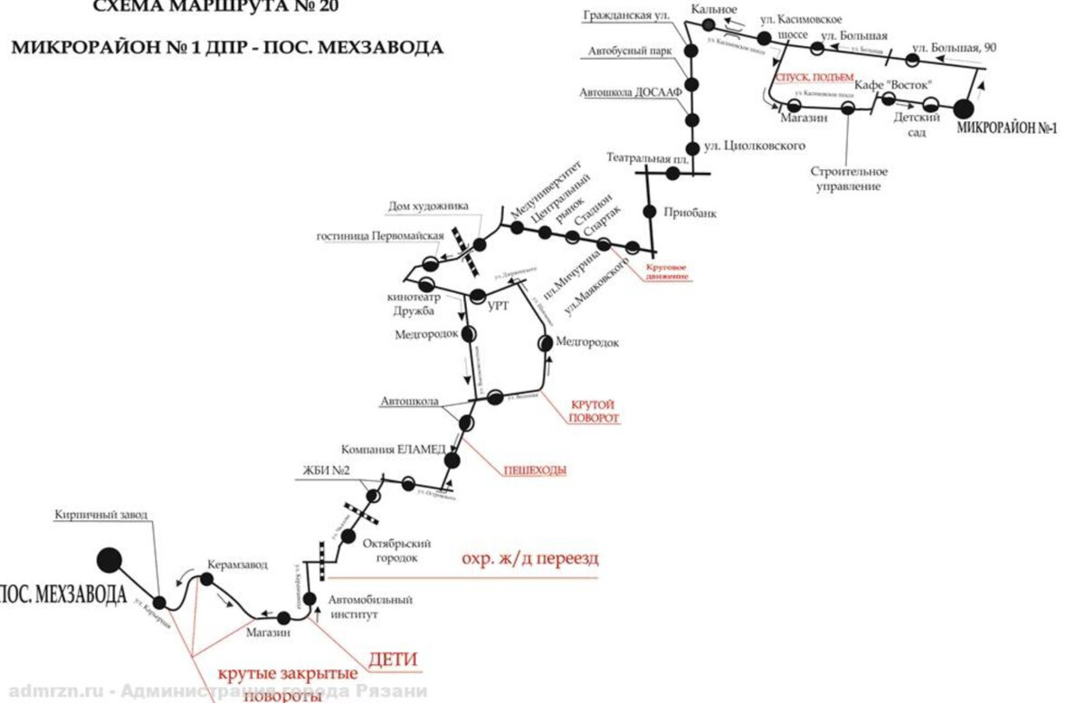 Схема движения 49 маршрутки рязани