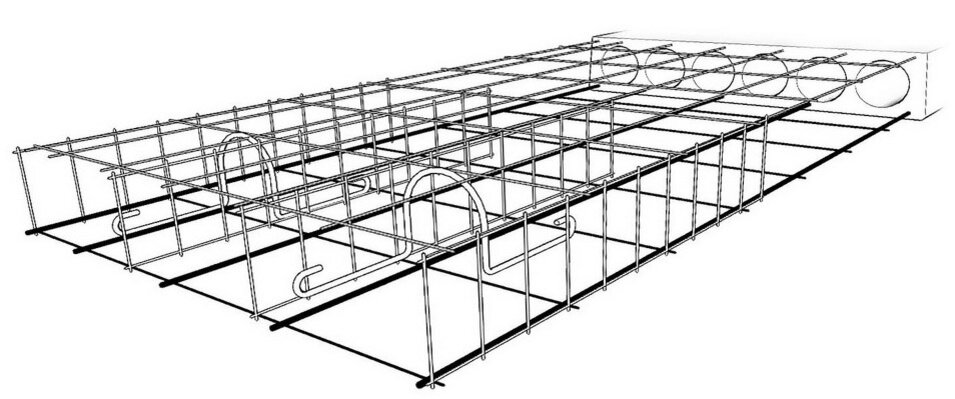Схема армирования монолитной плиты перекрытия