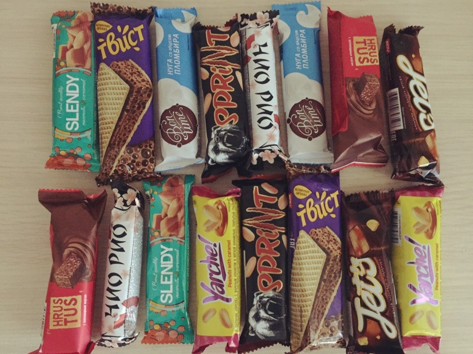 Батончики от 4 до 10 рублей за штуку