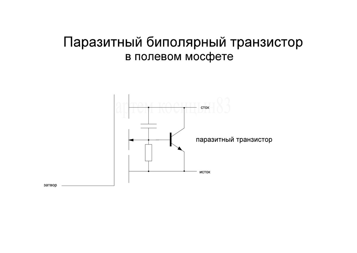 Защита полевого транзистора. Паразитный диод в полевом транзисторе структура. Схема диода на полевом транзисторе. Параллельно диод и стабилитрон на затвор. Стабилитрон на затворе полевого транзистора.