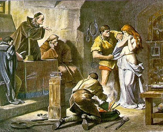 "Допрос ведьмы". Иллюстрация XIX века.