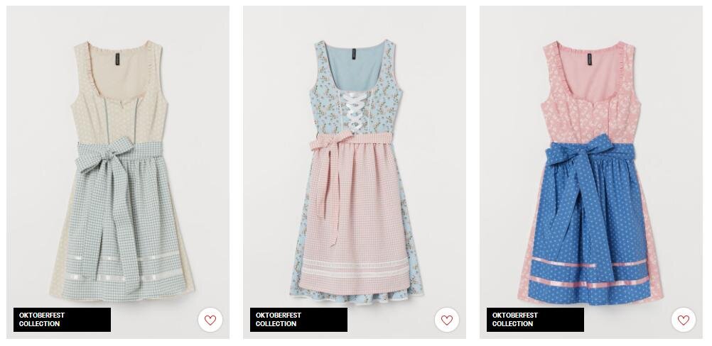 Примеры dirndl на сайте известной марки одежды