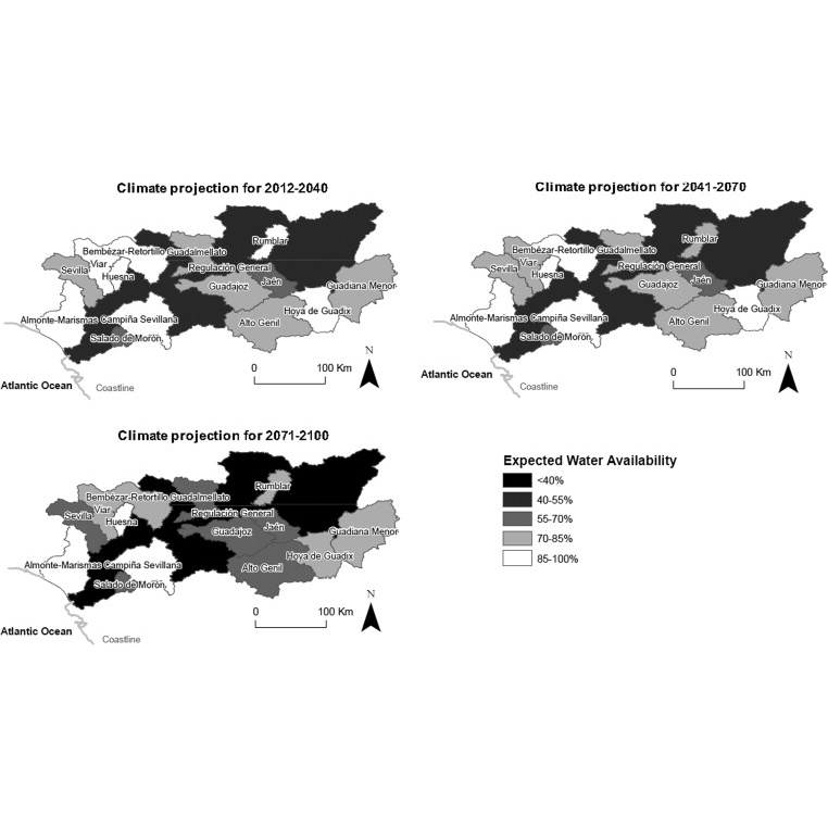 Ожидаемая водообеспеченность сельского хозяйства, GRB. Сценарии изменения климата на 2012-2040, 2041-2070 и 2071-2100 годы - https://ars.els-cdn.com/content/image/1-s2.0-S2212094714000152-gr3.jpg