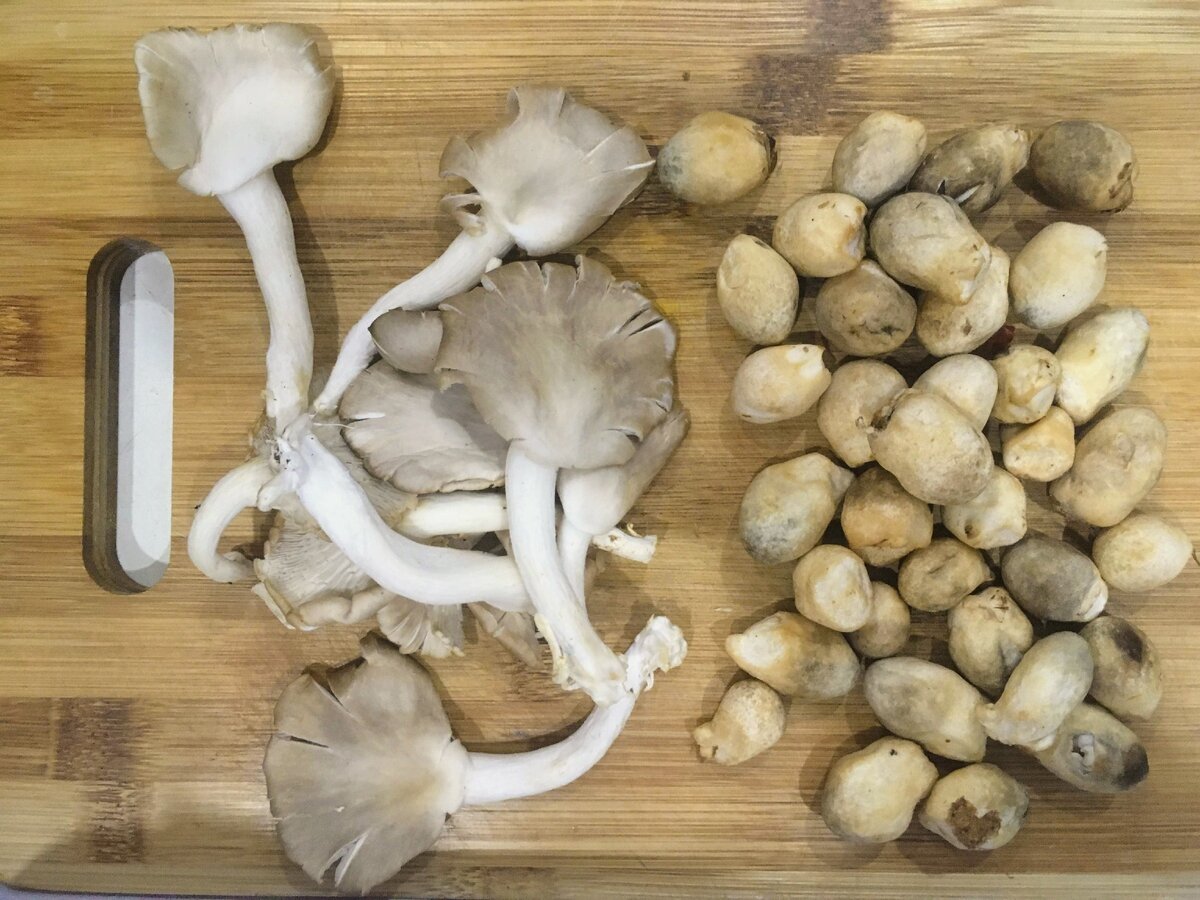 Рыхлые грибы слева после маринования выглядели не очень. Хотя и вкусные