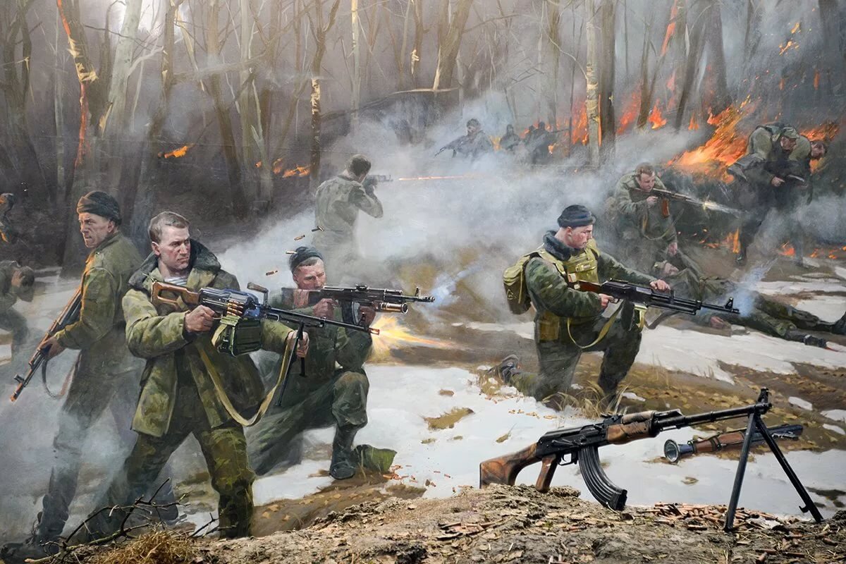 Бой 6-й роты с террористами (рисунок из Яндекс. Картинки)
