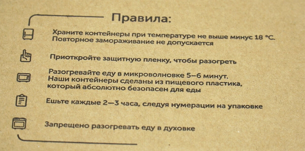 Эти правила есть и на каждой упаковке с едой (на случай, если на ящике не заметил)