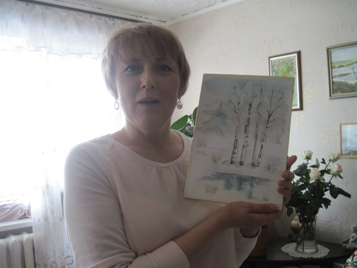 Лена. Писала акварелью впервые в жизни. 