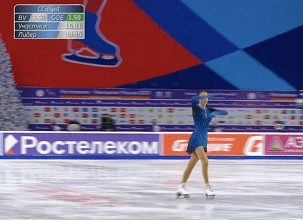 Анна Щербакова выполняет каскад 3Л+3Р на Чемпионате России 2020/21 в Челябинске (источник - youtu.be/Wu-Au9kQJJ0)