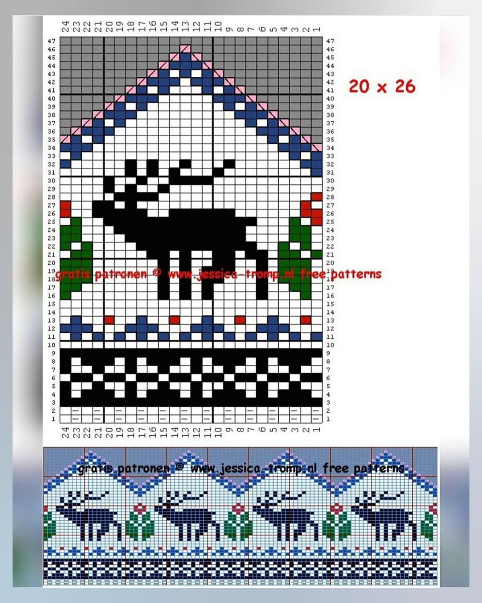 Жаккард олени схема для носков