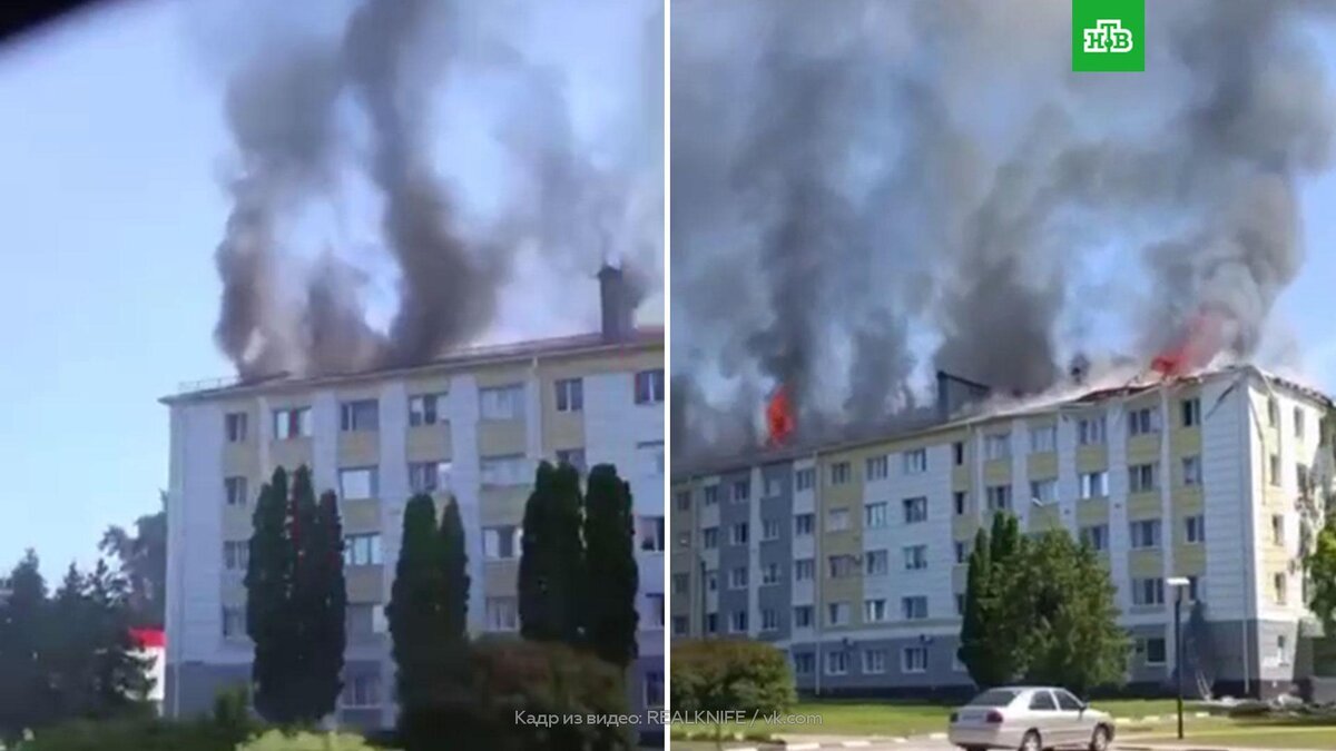    В Шебекино после попадания снаряда ВСУ вспыхнула пятиэтажка