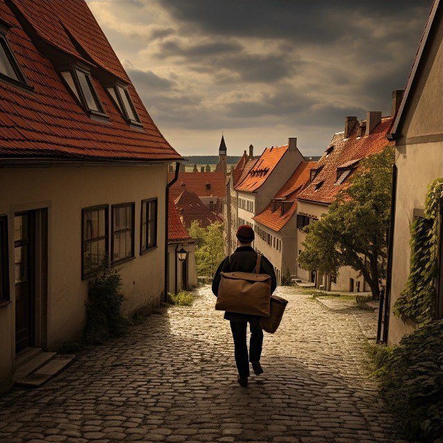 картинка из нейросети на тему "Почтальон в Чехии". Правда, чем-то похоже? 
