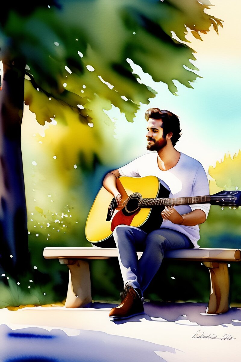 Элиот наслаждается игрой на гитаре