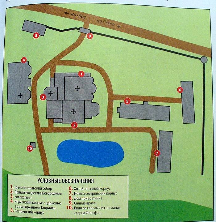  Схема монастыря. Дом для знатных богомольцев не показан. 
