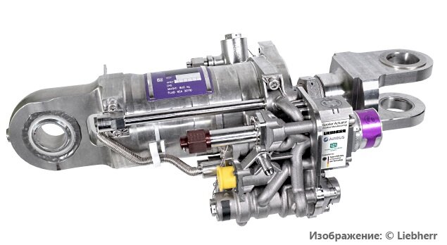 Привод спойлера лайнера A380 с клапанным блоком, напечатанным из титанового порошка
