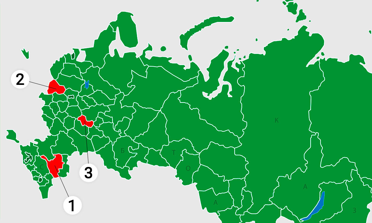 Что за субъекты отмечены на карте?