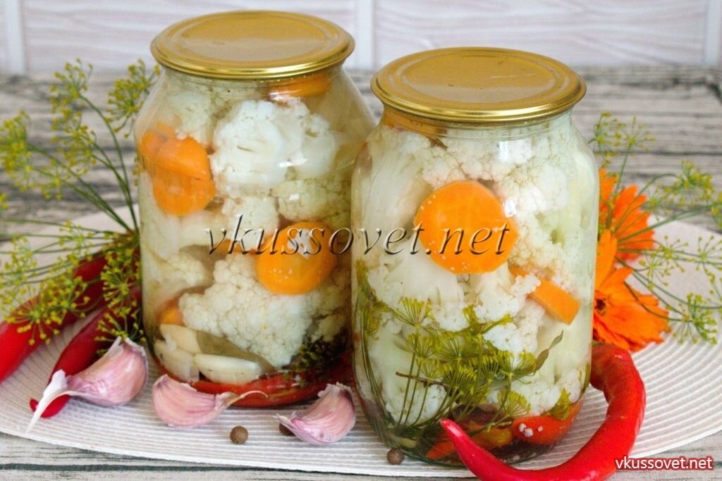 заготовки из цветной капусты на зиму рецепты вкусные салаты | Дзен