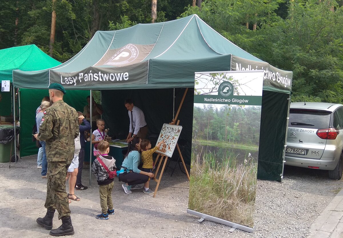 Стенд государственного лесничества на соревнованиях по триатлону в городе Соколов Малопольский 13.07.2019 г.