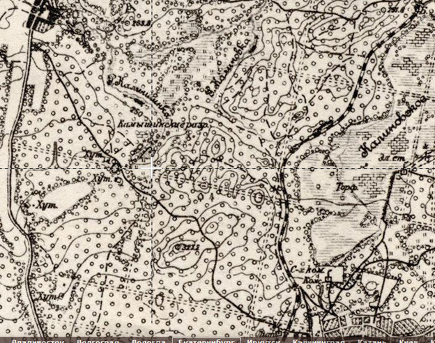 Фрагмент карты окрестностей Свердловска 1925 г.