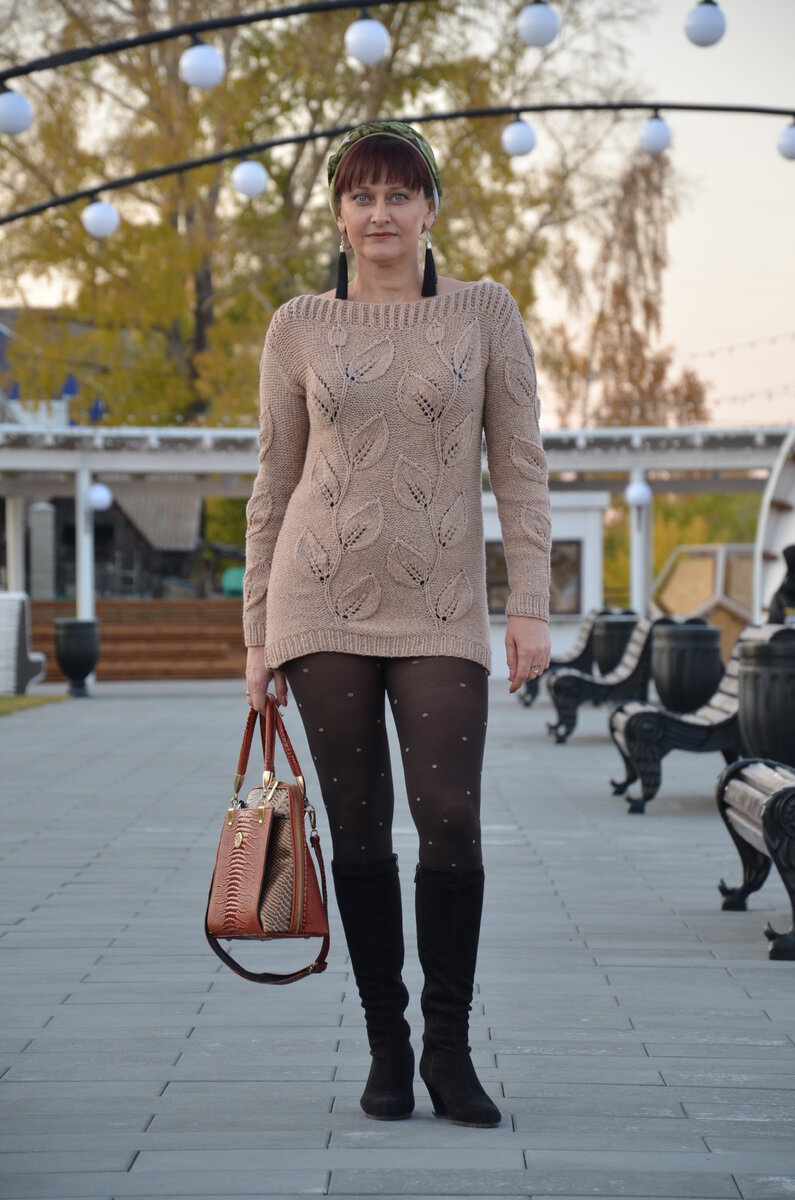 Свитер "Листья" связан из пряжи меринос/хлопок продаётся))