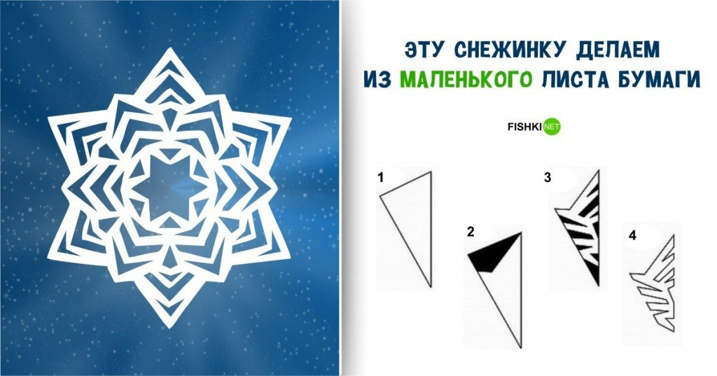 Снежинка из бумаги Как вырезать снежинки Схема Snowflakes from paper Schneeflocke aus Papier