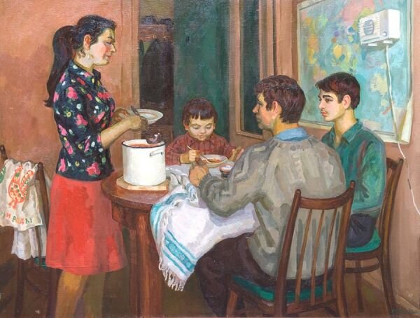 «Семейный обед», художник Эльза Хохловкина, 1973 год.