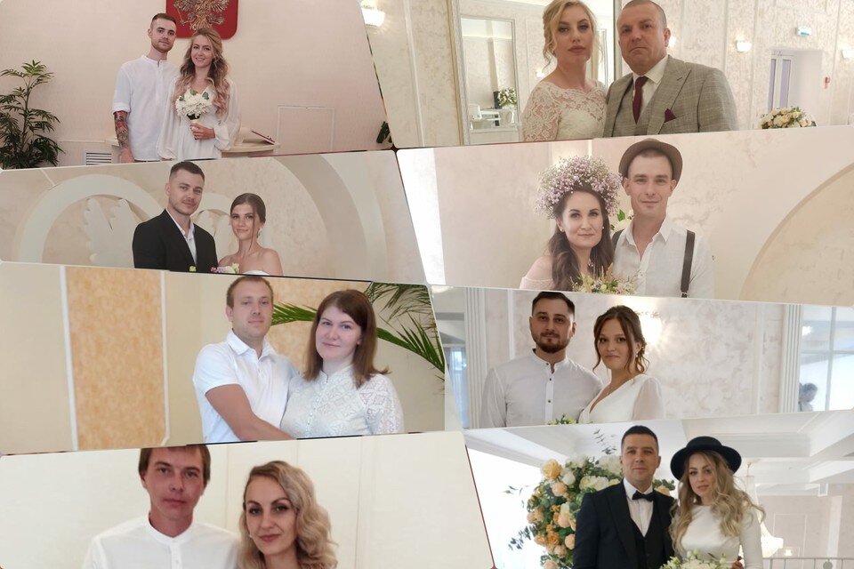     Рязанский ЗАГС поделился фотографиями молодоженов в необычных нарядах. Август 2022 года.