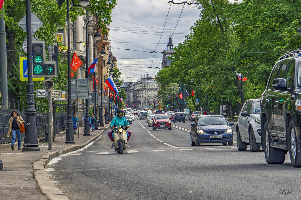 Каменноостровский проспект в тополином пуху. Май 2019.