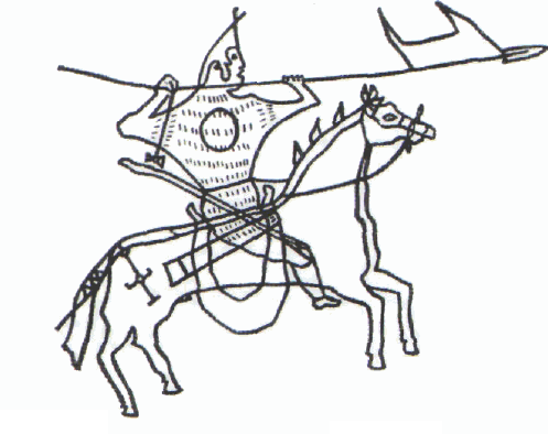 Кочевник с топором на темляке (конец Х в., Сулекская писаница).