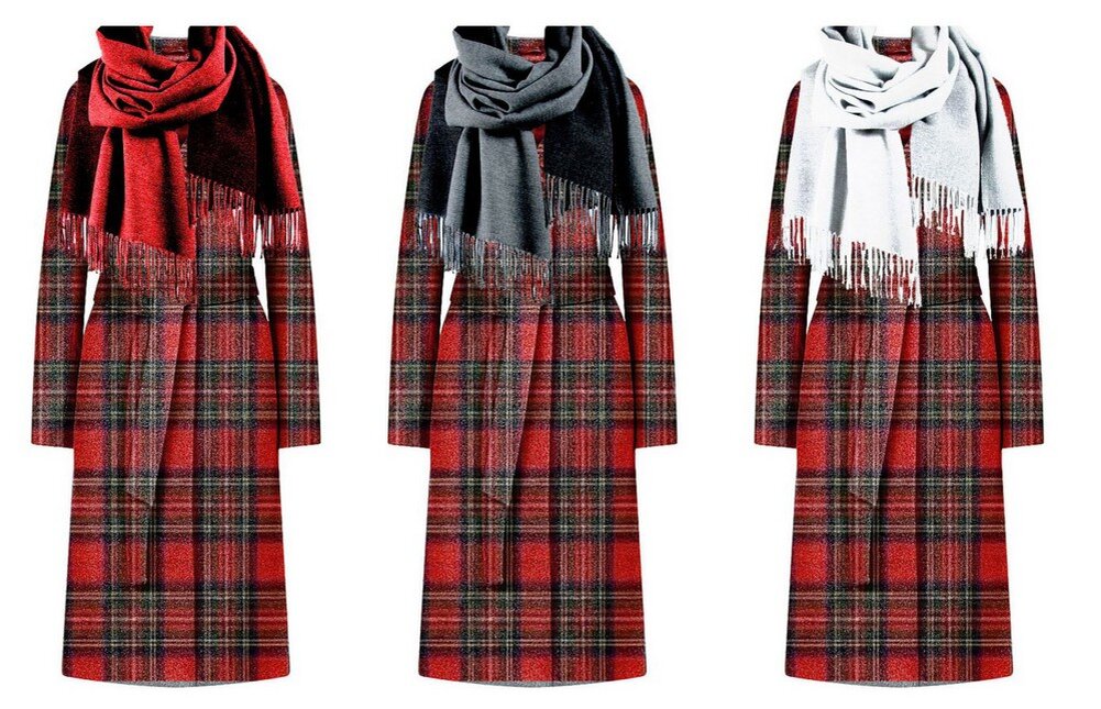 Шарф для женского пальто: как выбрать для серого, бежевого, красного и других цветов