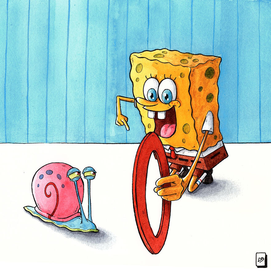 Спанч Боб тренирует Гэри.