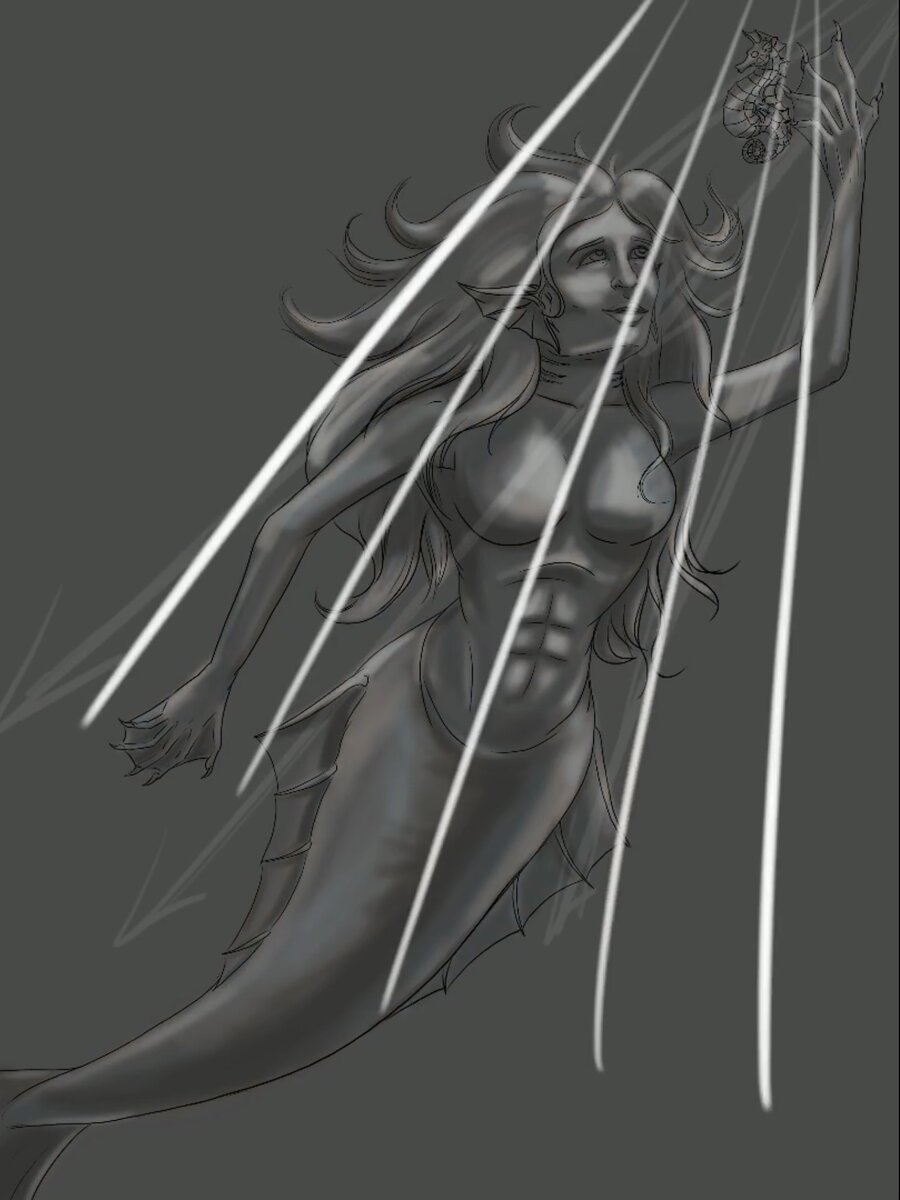 Разбиваем на светотень,в Procreate нет карт освещения,заменяем их слоями с режимом наложения "рассеянный свет" 