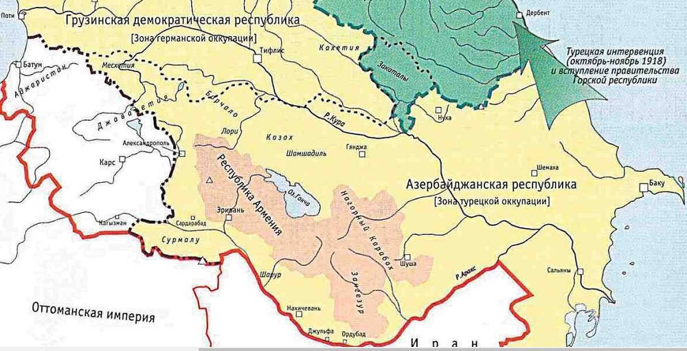 Карта закавказья 1920 года