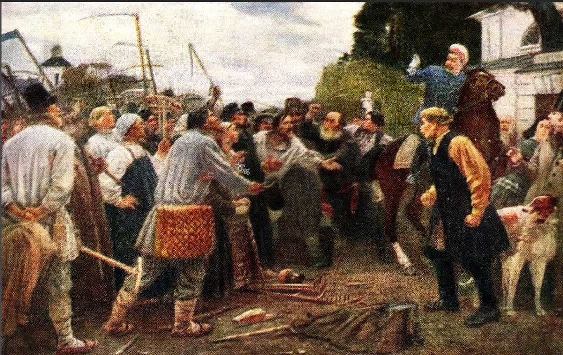 Русский век. Герасимов Крестьянское восстание 1860. Картофельный бунт 1842. Крепостные крестьяне 1860. Бунт крестьян села Мурмина в 1857 году