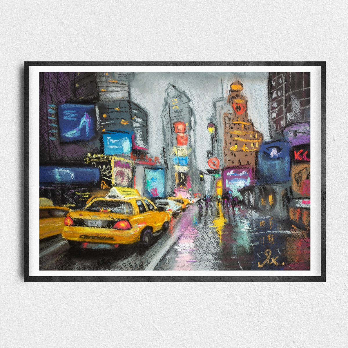 Пример офрмления картины в черную рамку с паспарту