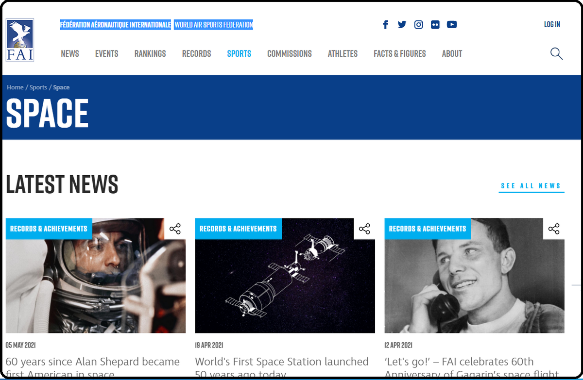 Главная страница организации "Международная Авиационная Федерация"