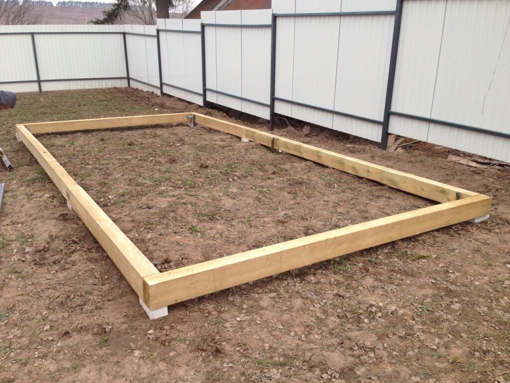 Установка теплицы на деревянный брус