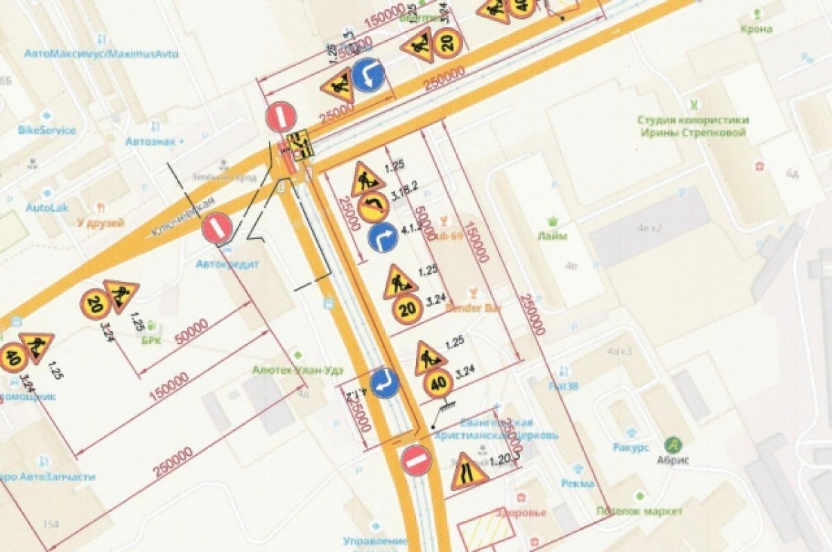    Схема движения изменится на улице Сахьяновой в Улан-Удэ
