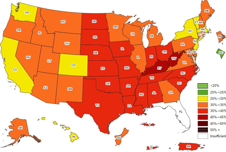 Население сша на 2023. Ожирение в Америке. The Map.