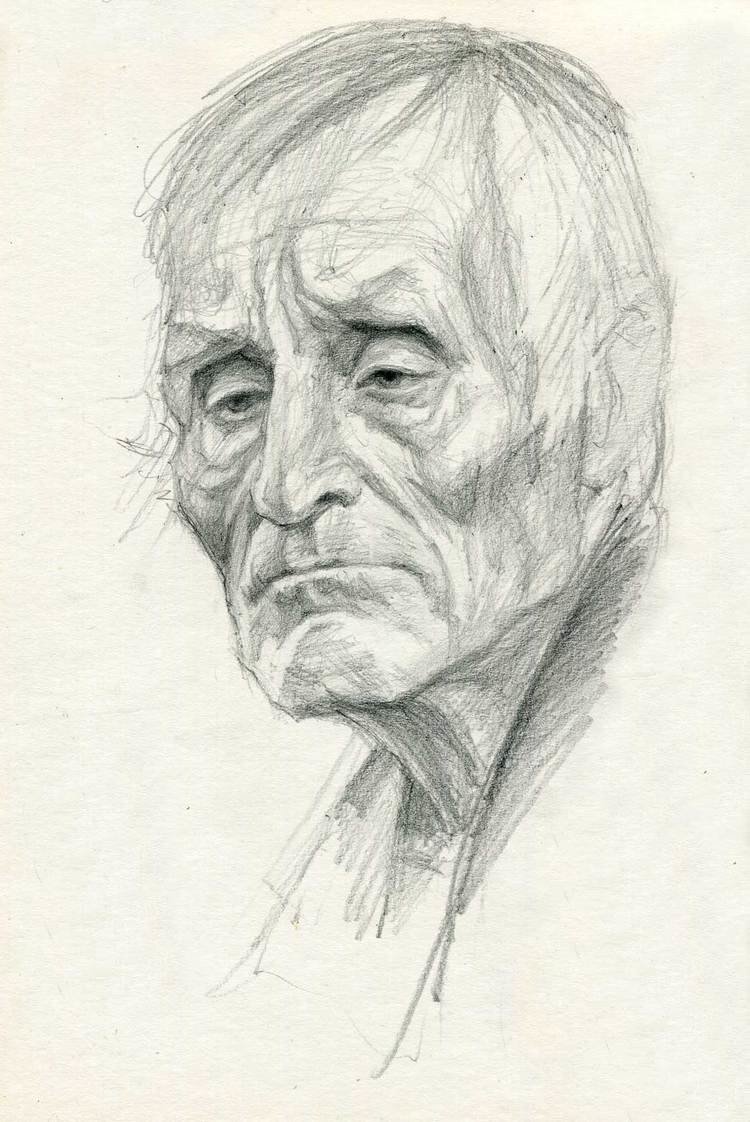 Пожилой человек карандашом. Графический портрет. Портрет Графика. Академический портрет Графика. Наброски старого человека.