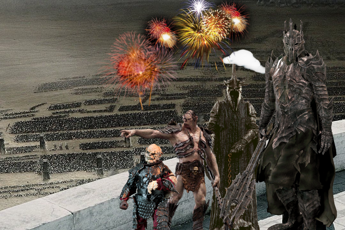 Парад войск Мордора под Минас-Тирит. Коллаж от канала "КиноТерапия".