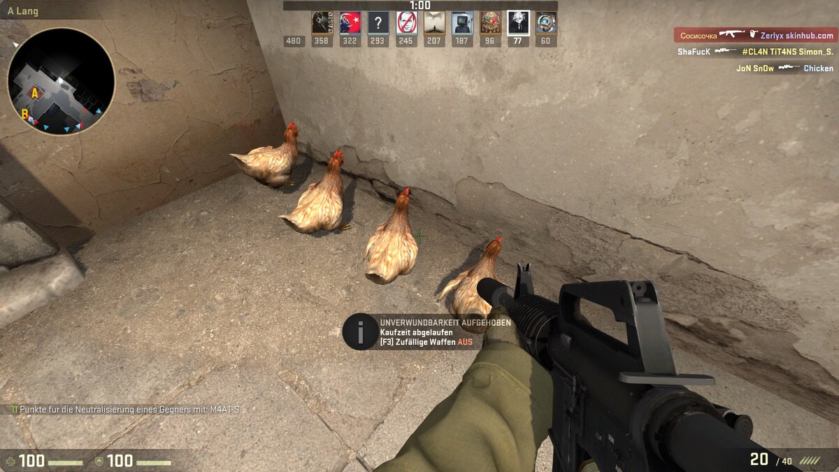 А вот парень на скриншоте поставил куриц к стенке и казнил. Как безжалостно.