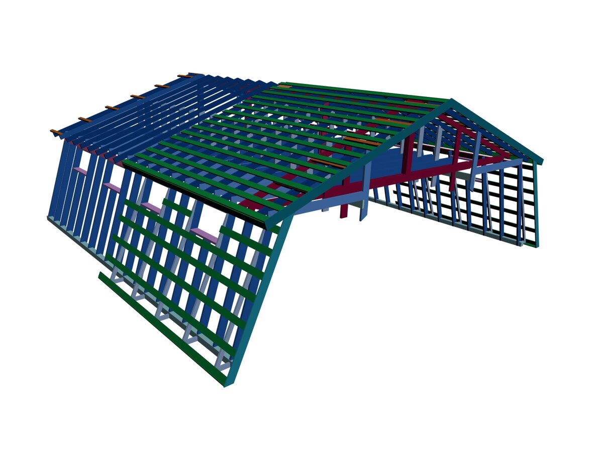 Стропильная система. Проект и изображение автора.