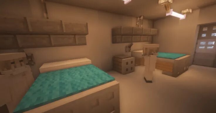 Тем не менее, видео «Древний камень», выпущенное на Билибили, показывает детальную (хотя и блочную) цифровую структуру, которая кажется удивительно точной к реальным зданиям. Виртуальные развлечения включают в себя отделения интенсивной терапии, палаты для пациентов и сотни медицинских работников.