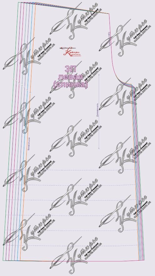 Лекала задней половинки левой спинки по выкройке бохо комбинезона