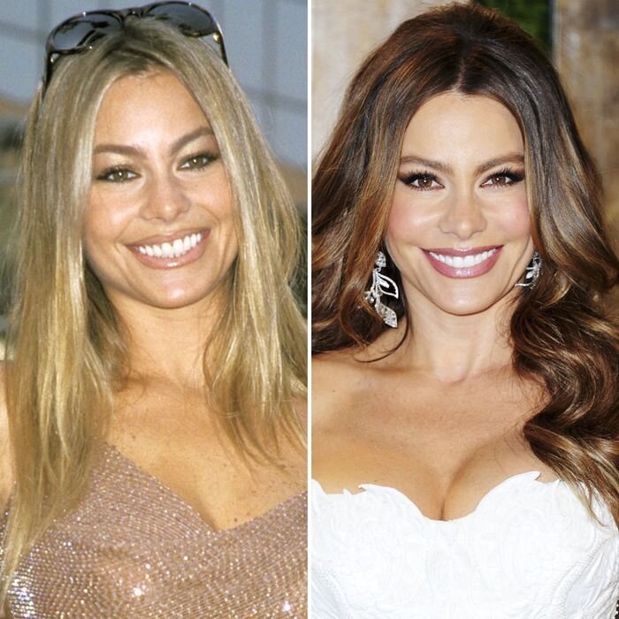 София Вергара от природы блондинка. Однако каштановые волосы с медным проблеском очень к лицу колумбийской актрисе. Однажды найдя свой стиль, София старается придерживаться его и по сей день. 