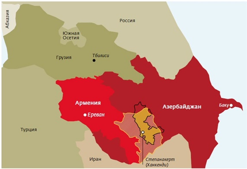 Карта азербайджана и армении границы