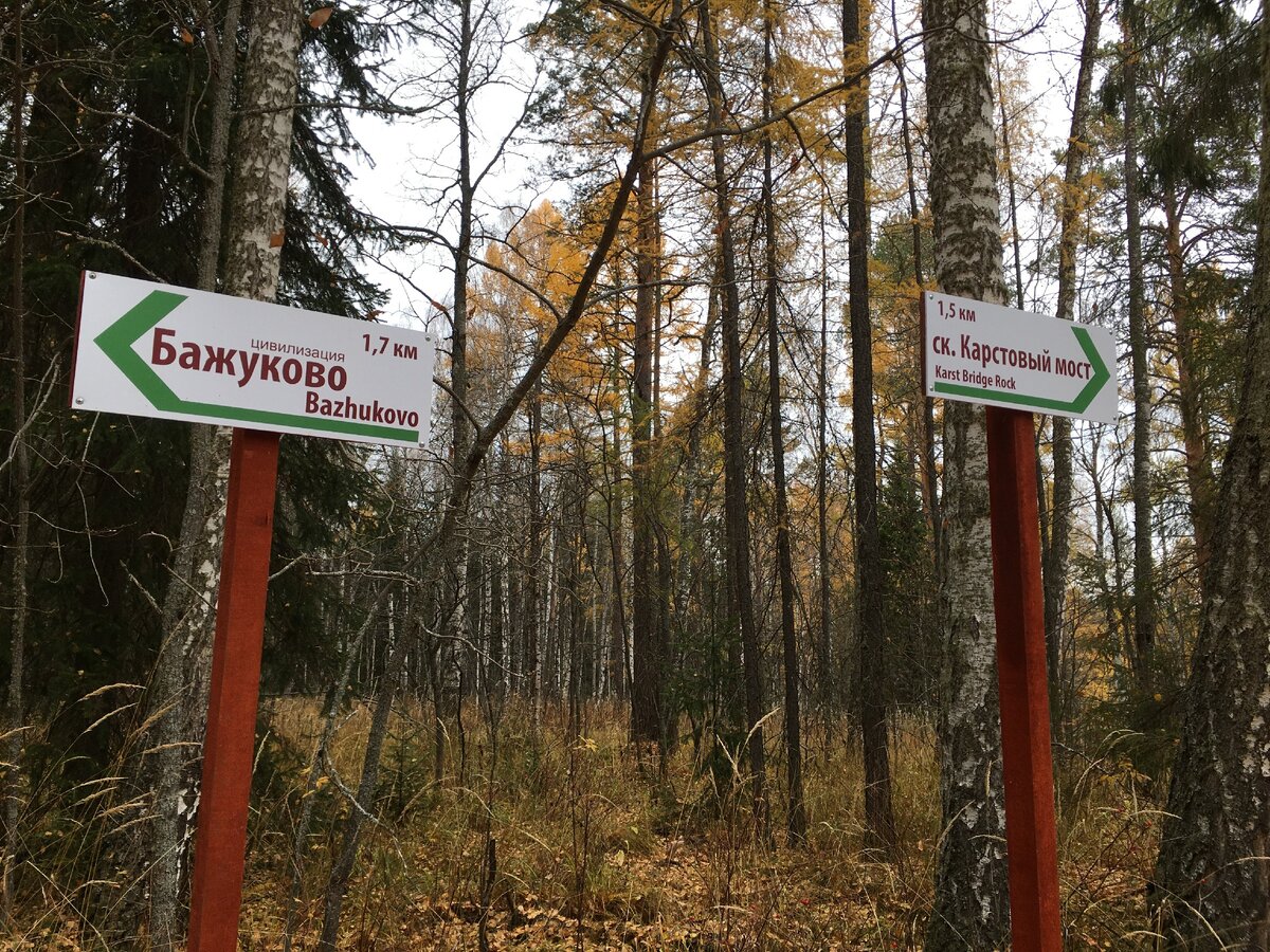 Природный парк "Оленьи ручьи". Указатель на тропе. Фотоархив автора.