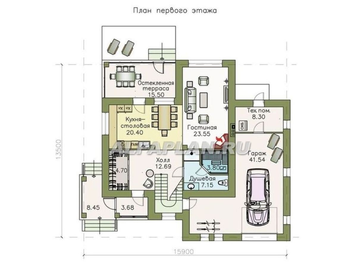 Проект дома 184В «Кваренги», 222м2 (включая теплый гараж 50м2), 3 спальни |  Популярные проекты домов Альфаплан | Дзен