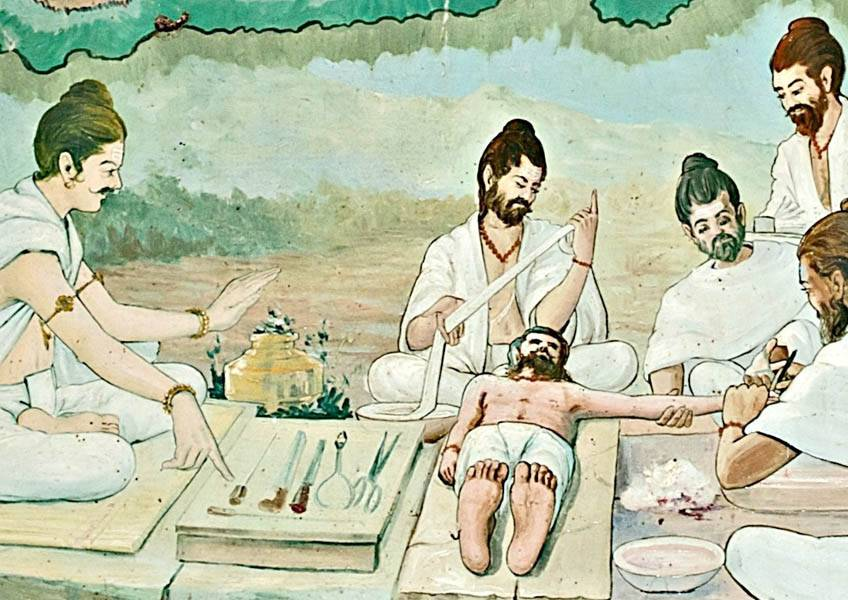 Древнее изображение аюрведической медицины