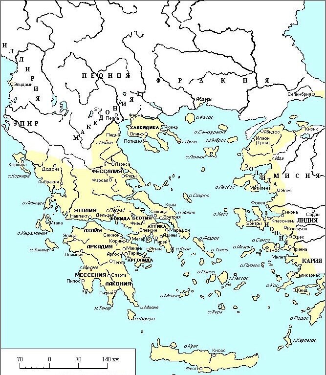 Карта древней греции на современной карте
